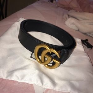 Gucci black double GG leather belt